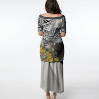 New Zealand Fantail Bird Puletasi Maori Piwakawaka Kowhai Maori Pattern LT22 - Polynesian Pride