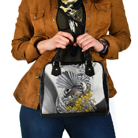 New Zealand Fantail Bird Shoulder Handbag Maori Piwakawaka Kowhai Maori Pattern