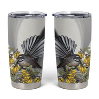 New Zealand Fantail Bird Tumbler Cup Maori Piwakawaka Kowhai Maori Pattern