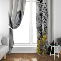 New Zealand Fantail Bird Window Curtain Maori Piwakawaka Kowhai Maori Pattern