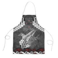 New Zealand Weka Personalised Apron Aotearoa Hen Silver Fern Maori Pattern LT22 Black - Polynesian Pride