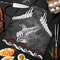 New Zealand Weka Personalised Apron Aotearoa Hen Silver Fern Maori Pattern LT22 Black - Polynesian Pride
