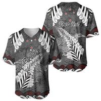 New Zealand Weka Personalised Baseball Jersey Aotearoa Hen Silver Fern Maori Pattern