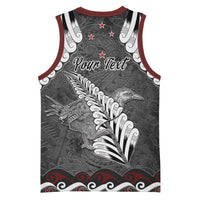 New Zealand Weka Personalised Basketball Jersey Aotearoa Hen Silver Fern Maori Pattern LT22 - Polynesian Pride