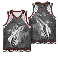 New Zealand Weka Personalised Basketball Jersey Aotearoa Hen Silver Fern Maori Pattern LT22 - Polynesian Pride