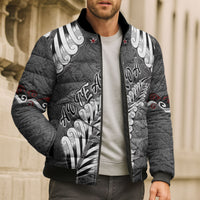 New Zealand Weka Personalised Bomber Puffer Jacket Aotearoa Hen Silver Fern Maori Pattern