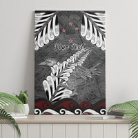 New Zealand Weka Personalised Canvas Wall Art Aotearoa Hen Silver Fern Maori Pattern