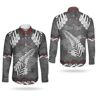 New Zealand Weka Personalised Couples Matching Off Shoulder Short Dress and Long Sleeve Button Shirt Aotearoa Hen Silver Fern Maori Pattern LT22 - Polynesian Pride