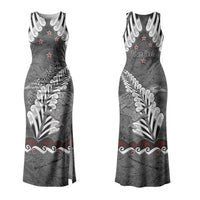 New Zealand Weka Personalised Couples Matching Tank Maxi Dress and Long Sleeve Button Shirt Aotearoa Hen Silver Fern Maori Pattern LT22