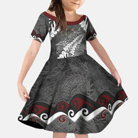 New Zealand Weka Personalised Family Matching Mermaid Dress and Hawaiian Shirt Aotearoa Hen Silver Fern Maori Pattern