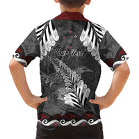 New Zealand Weka Personalised Family Matching Off Shoulder Maxi Dress and Hawaiian Shirt Aotearoa Hen Silver Fern Maori Pattern