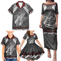 New Zealand Weka Personalised Family Matching Puletasi and Hawaiian Shirt Aotearoa Hen Silver Fern Maori Pattern LT22 - Polynesian Pride