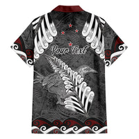 New Zealand Weka Personalised Family Matching Puletasi and Hawaiian Shirt Aotearoa Hen Silver Fern Maori Pattern LT22 Dad's Shirt - Long Sleeve Black - Polynesian Pride