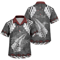 New Zealand Weka Personalised Family Matching Puletasi and Hawaiian Shirt Aotearoa Hen Silver Fern Maori Pattern LT22 Son's Shirt Black - Polynesian Pride