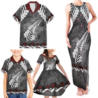 New Zealand Weka Personalised Family Matching Tank Maxi Dress and Hawaiian Shirt Aotearoa Hen Silver Fern Maori Pattern