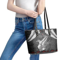 New Zealand Weka Personalised Leather Tote Bag Aotearoa Hen Silver Fern Maori Pattern