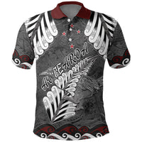 New Zealand Weka Personalised Polo Shirt Aotearoa Hen Silver Fern Maori Pattern LT22 Black - Polynesian Pride