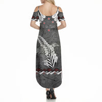 New Zealand Weka Personalised Summer Maxi Dress Aotearoa Hen Silver Fern Maori Pattern LT22 - Polynesian Pride