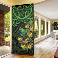 New Zealand Parakeet Bird Door Cover Maori Kakariki Kowhai Maori Pattern