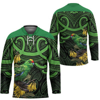 New Zealand Parakeet Bird Hockey Jersey Maori Kakariki Kowhai Maori Pattern