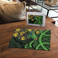 New Zealand Parakeet Bird Puzzle Maori Kakariki Kowhai Maori Pattern