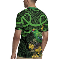 New Zealand Parakeet Bird Rugby Jersey Maori Kakariki Kowhai Maori Pattern