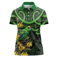 New Zealand Parakeet Bird Women Polo Shirt Maori Kakariki Kowhai Maori Pattern
