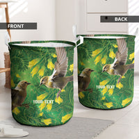 Bellbird New Zealand Personalised Laundry Basket Kowhai Flower Maori Pattern LT22 - Polynesian Pride