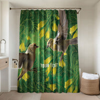 Bellbird New Zealand Personalised Bathroom Set Kowhai Flower Maori Pattern LT22 Shower Curtain Only Green - Polynesian Pride