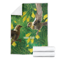 Bellbird New Zealand Personalised Blanket Kowhai Flower Maori Pattern LT22 - Polynesian Pride