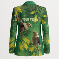 Bellbird New Zealand Personalised Blazer Kowhai Flower Maori Pattern LT22 - Polynesian Pride