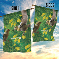 Bellbird New Zealand Personalised Garden Flag Kowhai Flower Maori Pattern LT22 - Polynesian Pride