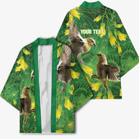 Bellbird New Zealand Personalised Kimono Kowhai Flower Maori Pattern LT22 - Polynesian Pride