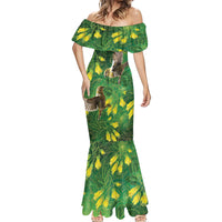 Bellbird New Zealand Personalised Mermaid Dress Kowhai Flower Maori Pattern LT22 - Polynesian Pride