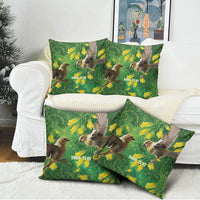 Bellbird New Zealand Personalised Pillow Cover Kowhai Flower Maori Pattern LT22 - Polynesian Pride