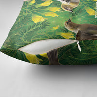 Bellbird New Zealand Personalised Pillow Cover Kowhai Flower Maori Pattern LT22 - Polynesian Pride