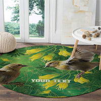 Bellbird New Zealand Personalised Round Carpet Kowhai Flower Maori Pattern LT22 - Polynesian Pride