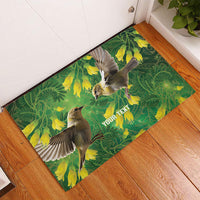Bellbird New Zealand Personalised Rubber Doormat Kowhai Flower Maori Pattern LT22 - Polynesian Pride