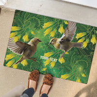 Bellbird New Zealand Personalised Rubber Doormat Kowhai Flower Maori Pattern LT22 - Polynesian Pride