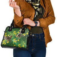 Bellbird New Zealand Personalised Shoulder Handbag Kowhai Flower Maori Pattern LT22 - Polynesian Pride