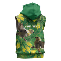 Bellbird New Zealand Personalised Sleeveless Hoodie Kowhai Flower Maori Pattern LT22 - Polynesian Pride