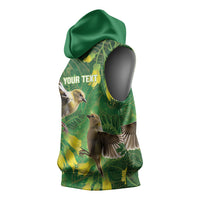 Bellbird New Zealand Personalised Sleeveless Hoodie Kowhai Flower Maori Pattern LT22 - Polynesian Pride