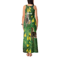 Bellbird New Zealand Personalised Tank Maxi Dress Kowhai Flower Maori Pattern LT22 - Polynesian Pride