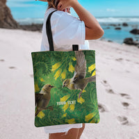 Bellbird New Zealand Personalised Tote Bag Kowhai Flower Maori Pattern LT22 - Polynesian Pride