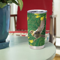 Bellbird New Zealand Personalised Tumbler Cup Kowhai Flower Maori Pattern LT22 - Polynesian Pride