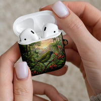 Bellbird New Zealand Personalised AirPods Case Korimako Harakeke Flower Native Forest LT22 - Polynesian Pride