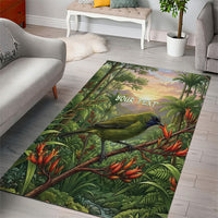 Bellbird New Zealand Personalised Area Rug Korimako Harakeke Flower Native Forest LT22 - Polynesian Pride
