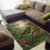 Bellbird New Zealand Personalised Area Rug Korimako Harakeke Flower Native Forest LT22 - Polynesian Pride
