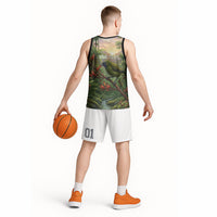 Bellbird New Zealand Personalised Basketball Jersey Korimako Harakeke Flower Native Forest LT22 - Polynesian Pride