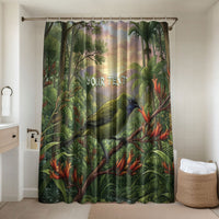 Bellbird New Zealand Personalised Bathroom Set Korimako Harakeke Flower Native Forest LT22 Shower Curtain Only Green - Polynesian Pride